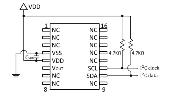 Schéma du circuit d'application - TE Connectivity Capteurs numériques/analogiques basse pression SMI